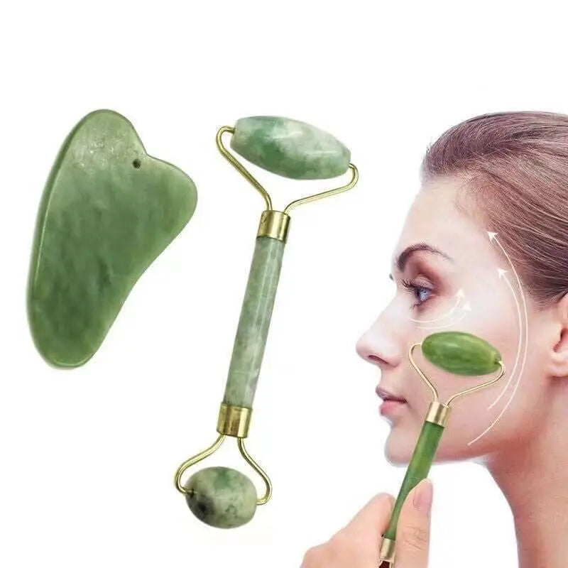 Raspador Gua Sha Para A Pele - Placa + Pedra de Jade