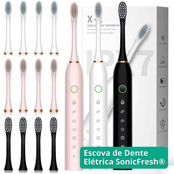 Escova de Dente Elétrica SonicFresh® - Limpeza Profunda [40% OFF + Acessórios Grátis]