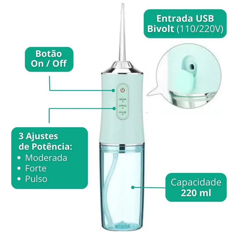 Irrigador Oral PowerClean® - Limpeza Completa de Próteses e Implantes [40% OFF]