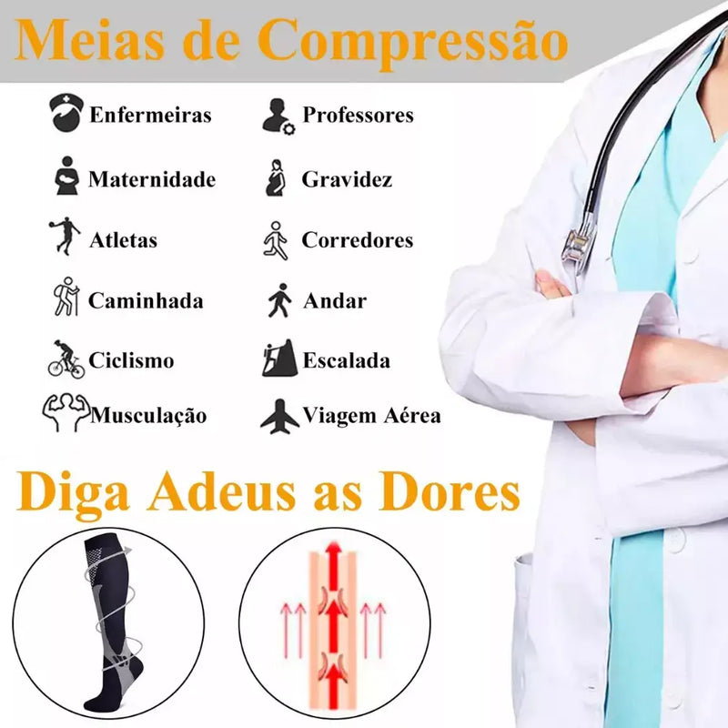 Meias Longas de Compressão - 1 Par